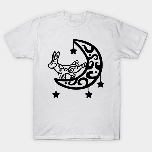 Moon Bunny Tribal Tattoo T-Shirt by BiscuitSnack